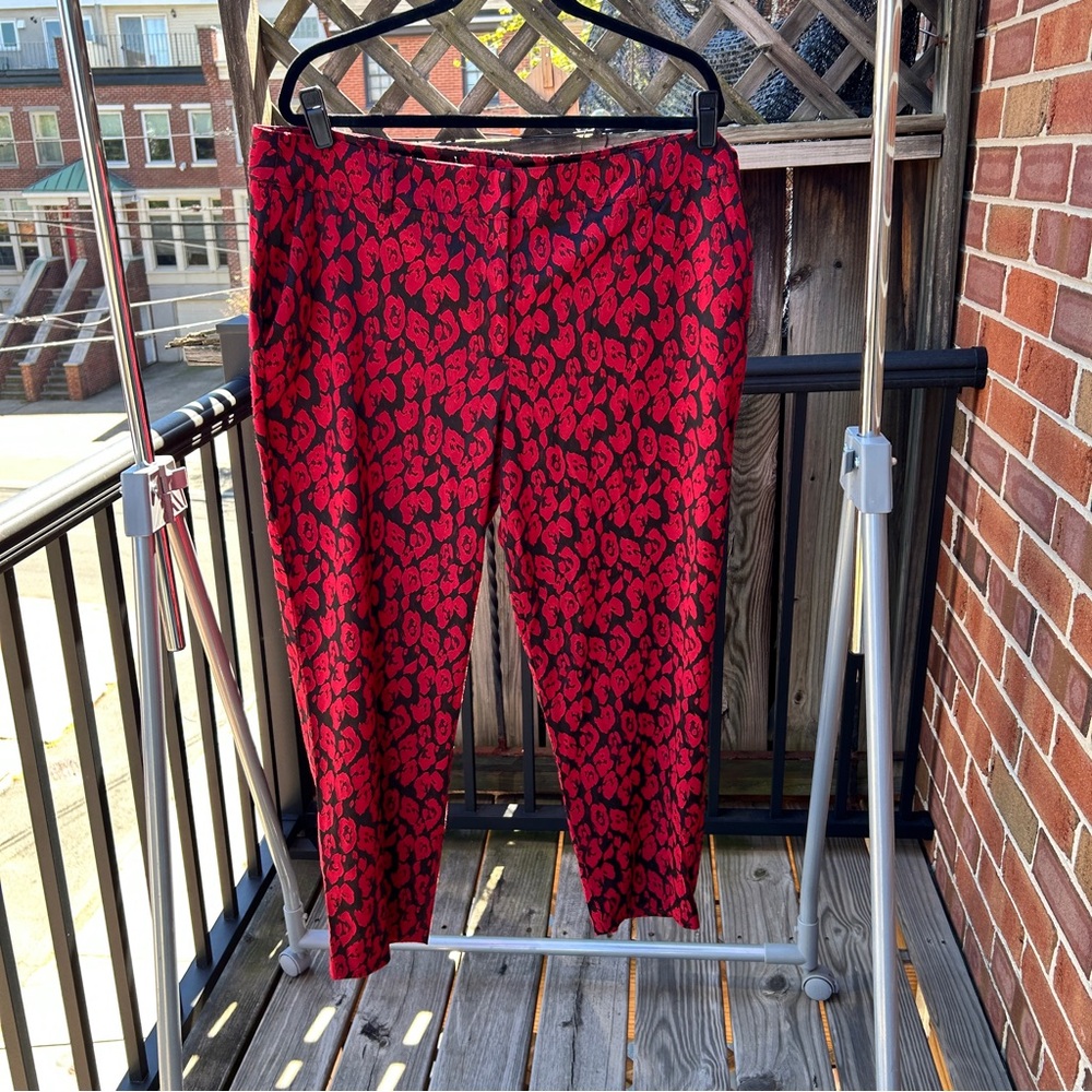 Lane Bryant Red/Black Animal Print Plus Pants 20